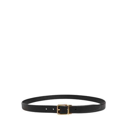 Dolce & Gabbana Black Classic Leather Metal Buckle Belt