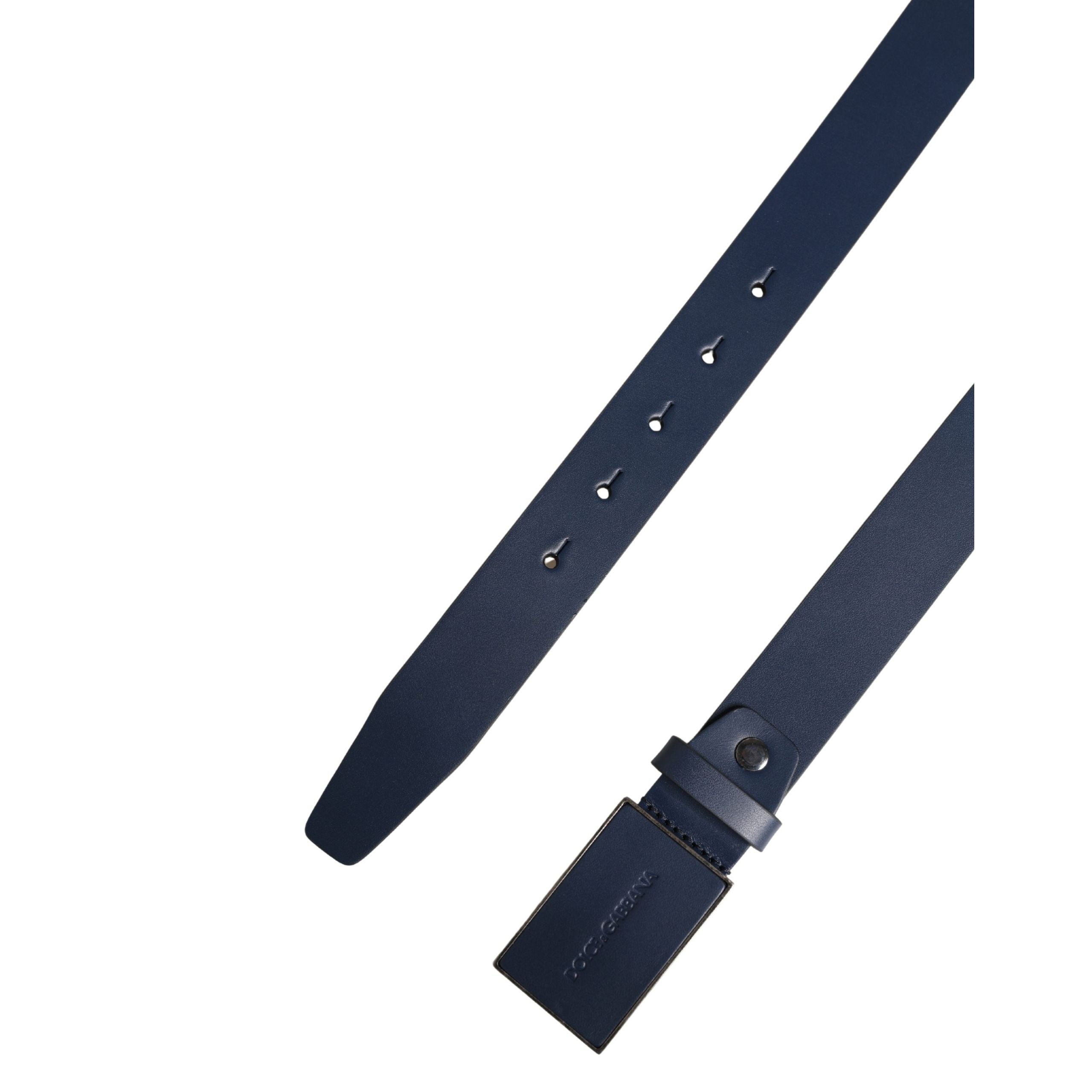 Dolce & Gabbana Blue Logo Metal Buckle Belt