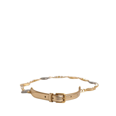 Dolce & Gabbana Gold Brass Chain Coin Embellished Metal Buckle Belt