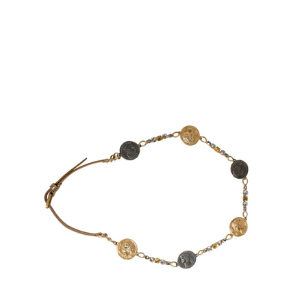 Dolce & Gabbana Gold Brass Chain Coin Embellished Metal Buckle Belt