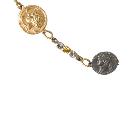 Dolce & Gabbana Gold Brass Chain Coin Embellished Metal Buckle Belt