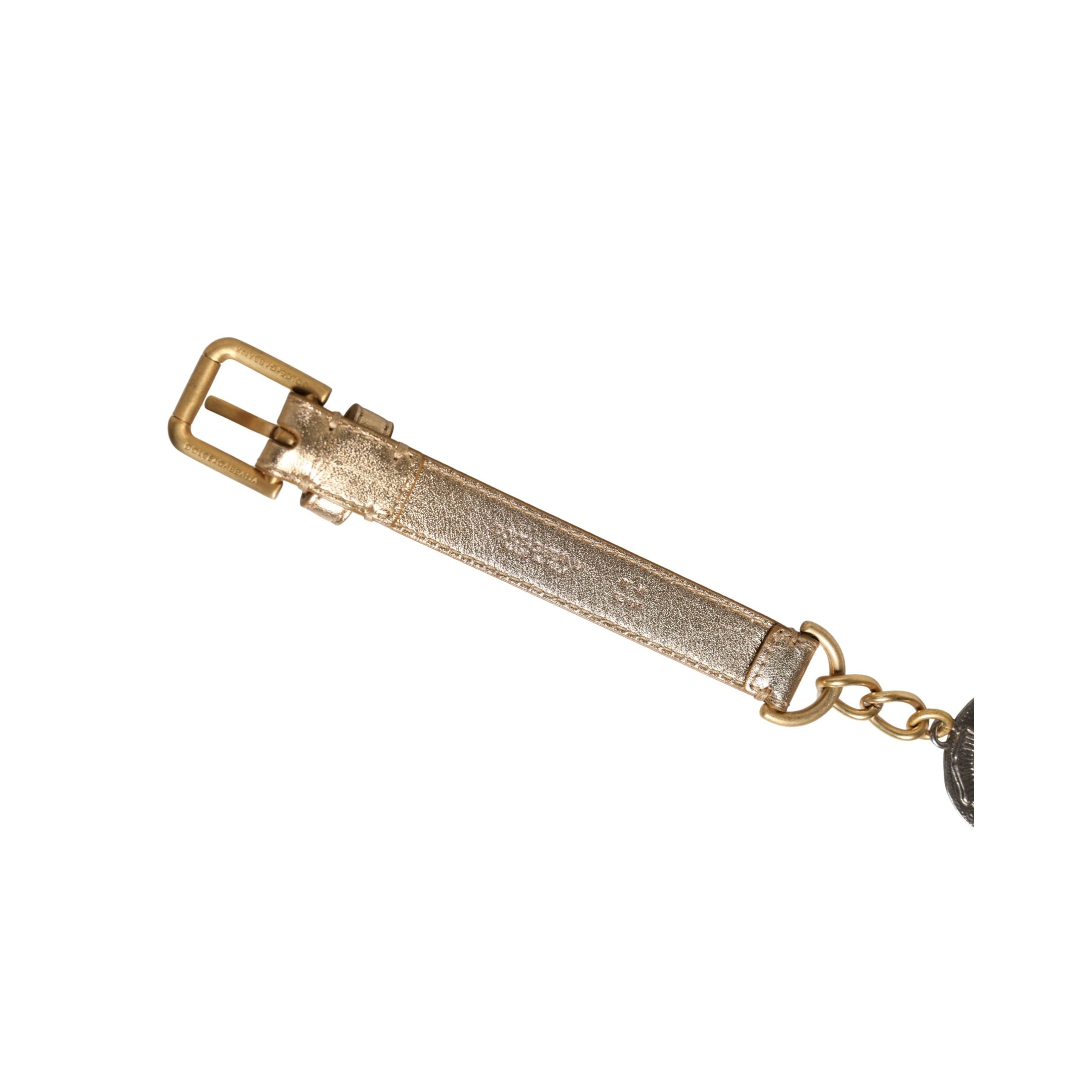 Dolce & Gabbana Gold Brass Chain Coin Embellished Metal Buckle Belt