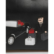 Dolce & Gabbana Black Car Man Applique Leather Weekender Borse Bag