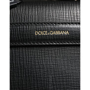 Dolce & Gabbana Black Car Man Applique Leather Weekender Borse Bag