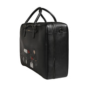 Dolce & Gabbana Black Car Man Applique Leather Weekender Borse Bag