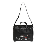 Dolce & Gabbana Black Car Man Applique Leather Weekender Borse Bag