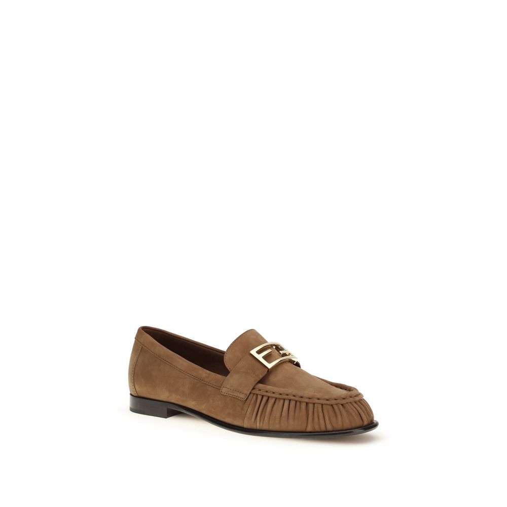Fendi Loafers Slip-On Maro din Piele Întoarsă