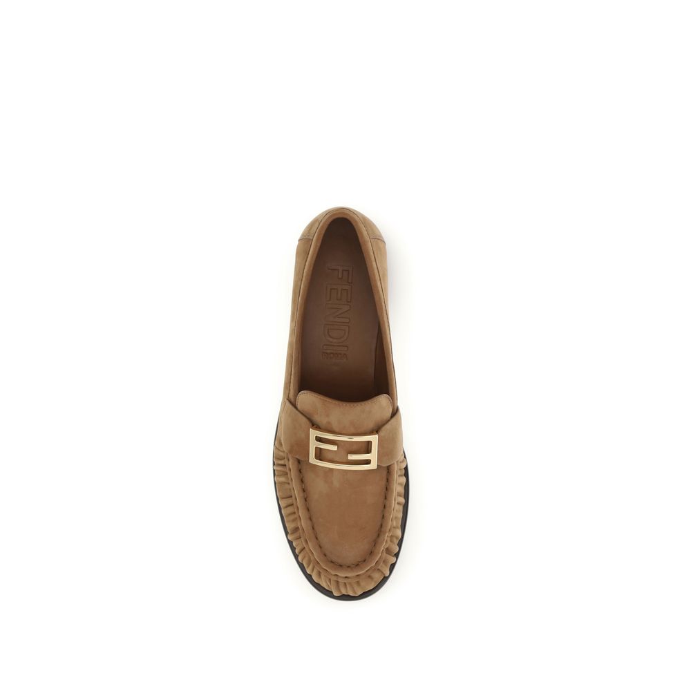 Fendi Loafers Slip-On Maro din Piele Întoarsă