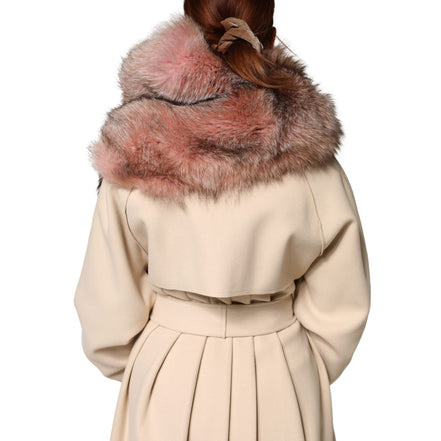 Dolce & Gabbana Pink Frost Fox Fur Neck Warmer Winter Scarf