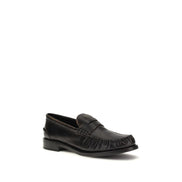 Loafers slip-on Prada negri din piele