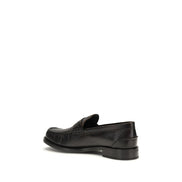 Loafers slip-on Prada negri din piele