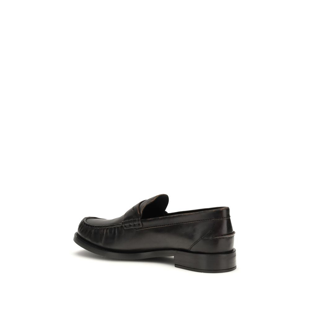 Loafers slip-on Prada negri din piele