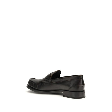 Loafers slip-on Prada negri din piele