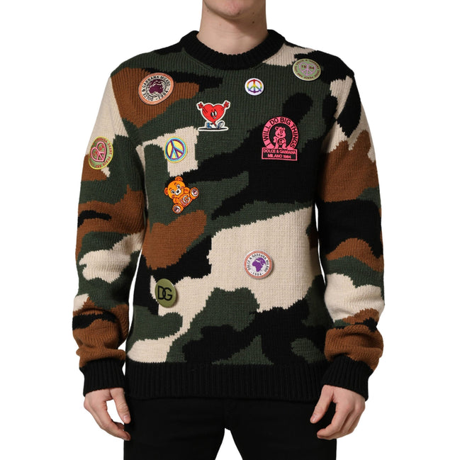 Dolce & Gabbana Pulover multicolor camuflaj tricotat intarsia