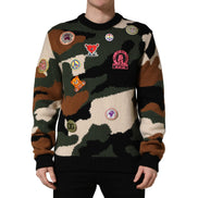 Dolce & Gabbana Pulover multicolor camuflaj tricotat intarsia