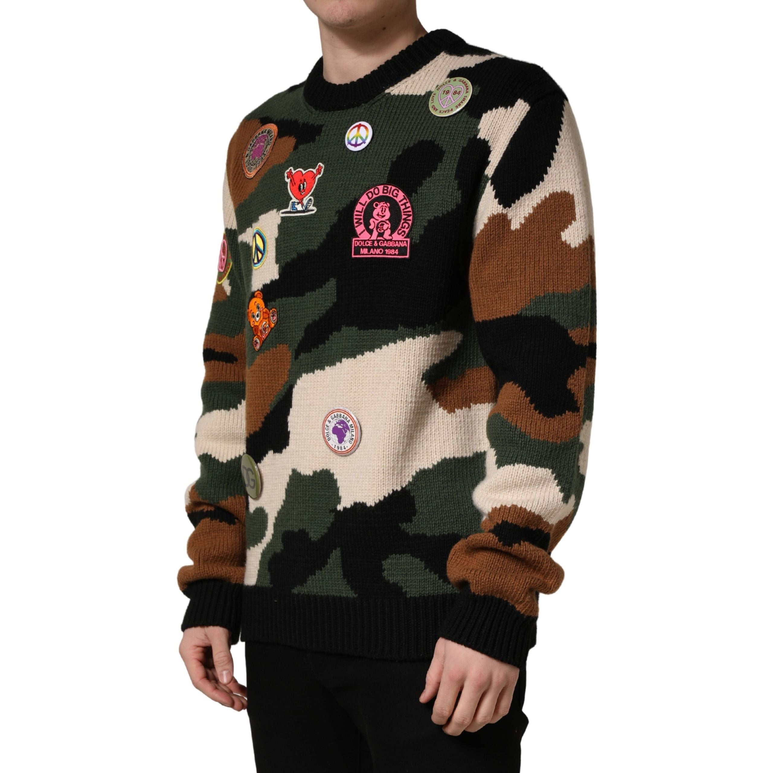 Dolce & Gabbana Pulover multicolor camuflaj tricotat intarsia