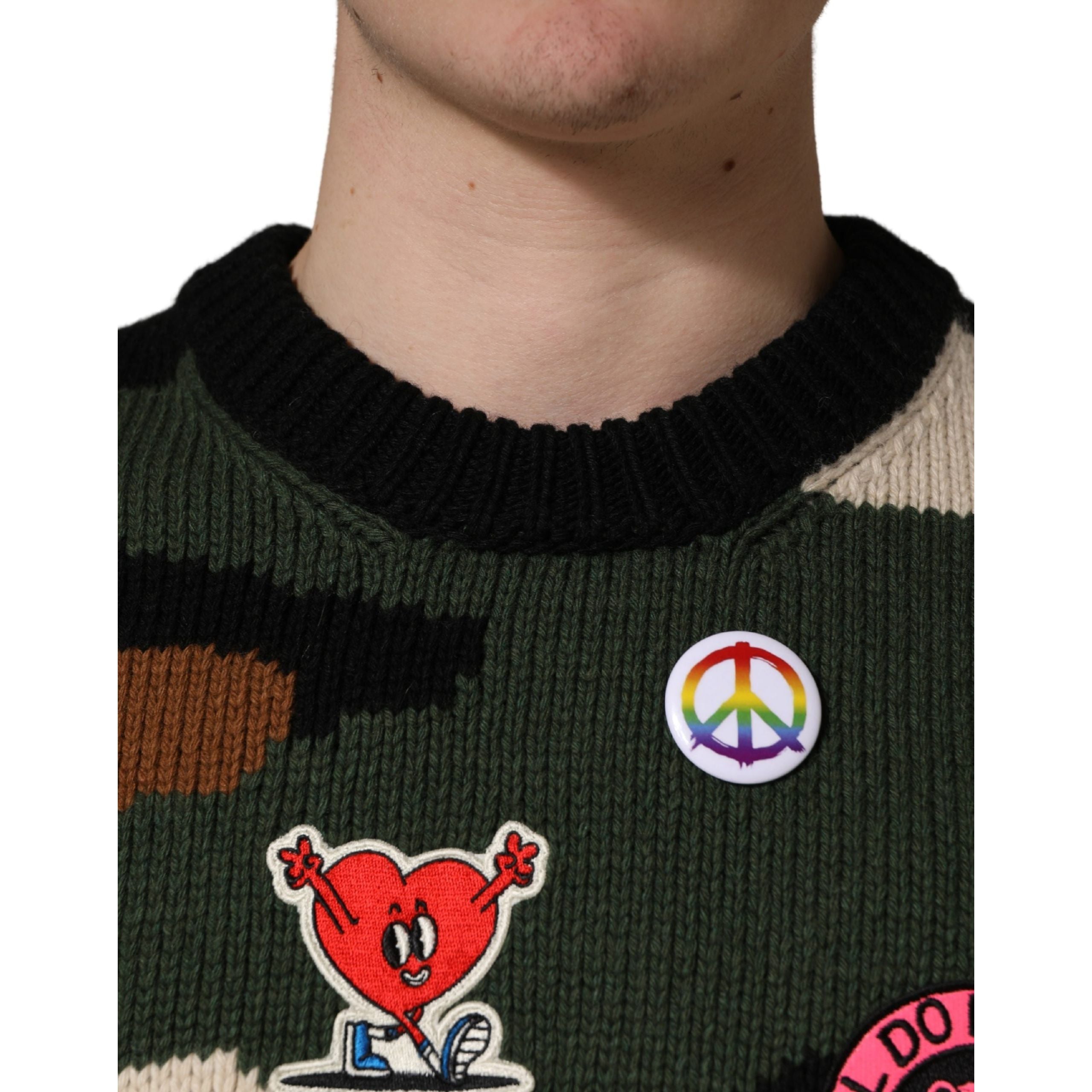 Dolce & Gabbana Pulover multicolor camuflaj tricotat intarsia