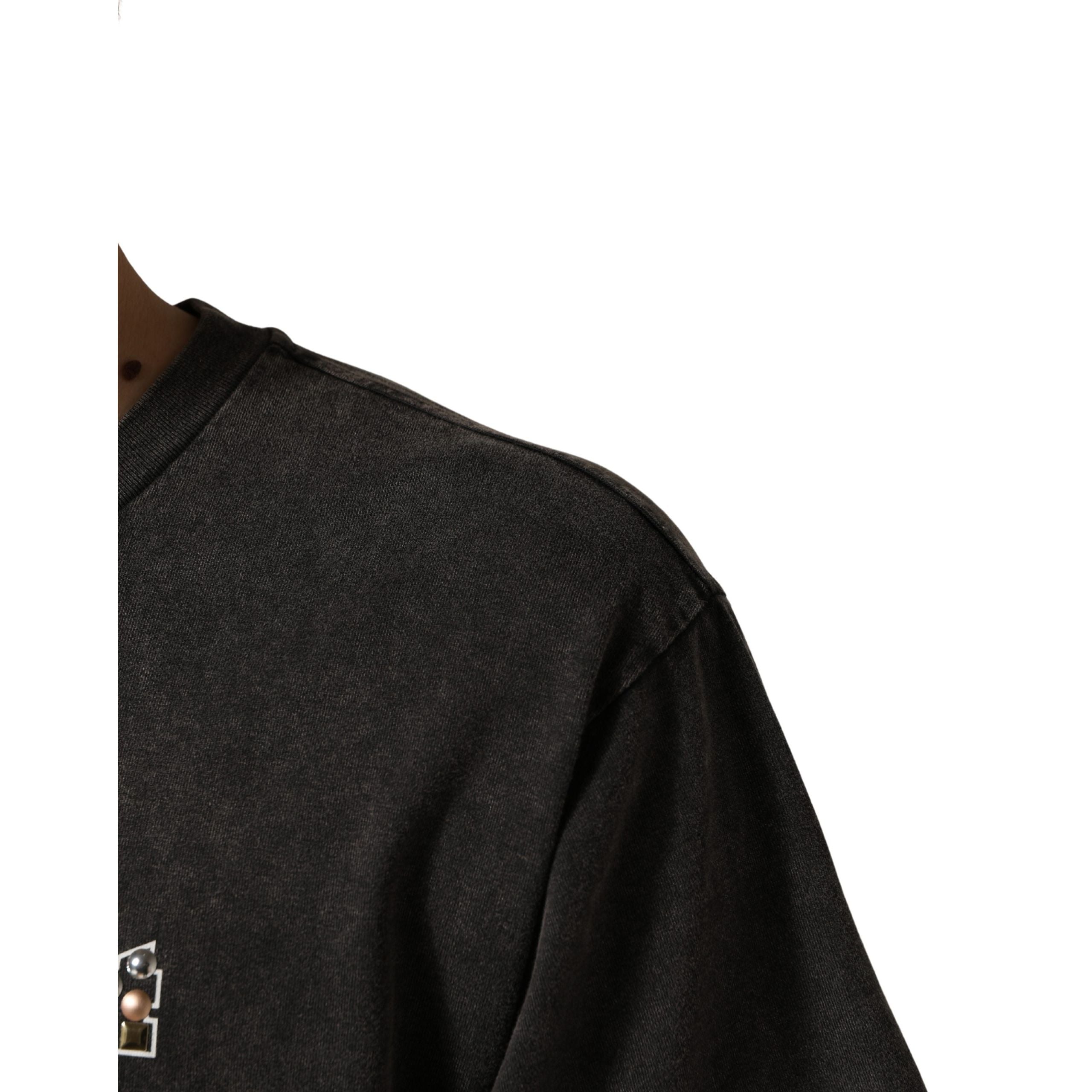 Tricou Dolce & Gabbana Gri cu Guler Rotund și Logo Decorat
