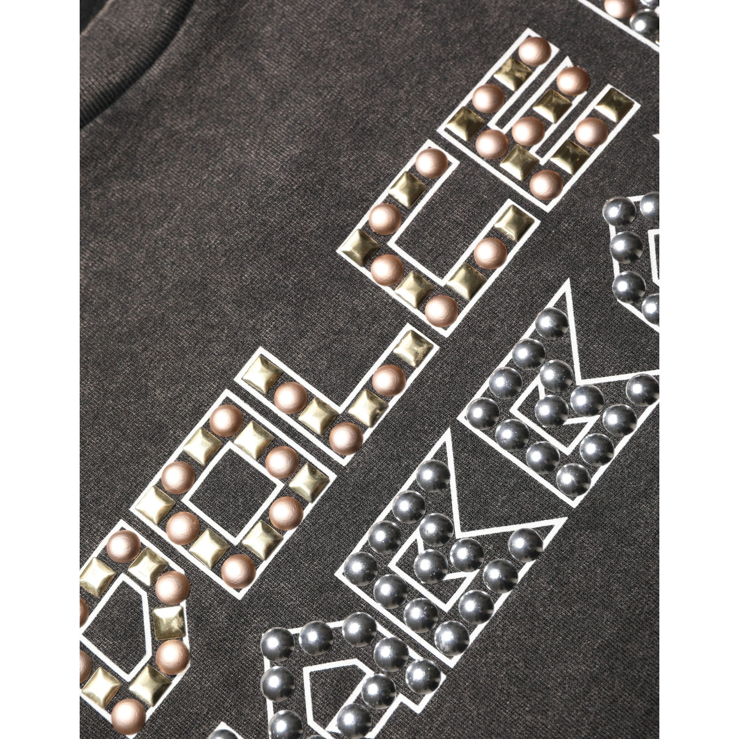 Tricou Dolce & Gabbana Gri cu Guler Rotund și Logo Decorat