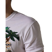 Dolce & Gabbana White Palm Embroidered Crew Neck T-shirt