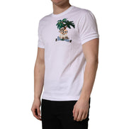 Dolce & Gabbana White Palm Embroidered Crew Neck T-shirt