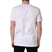 Dolce & Gabbana White Barcode Cotton Crew Neck T-Shirt