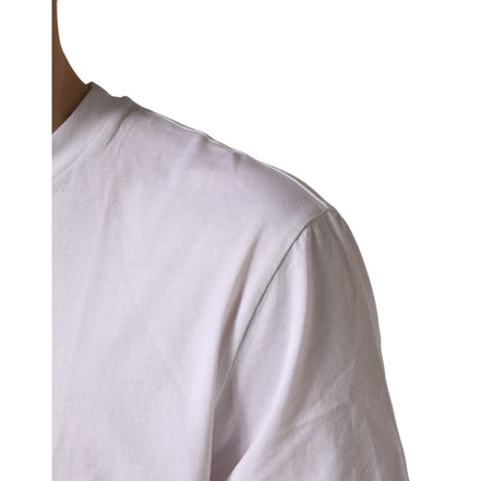 Dolce & Gabbana White Barcode Cotton Crew Neck T-Shirt