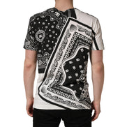 Tricou Dolce & Gabbana din bumbac, negru, cu guler rotund, cu bandană alb-negru
