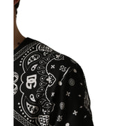Tricou Dolce & Gabbana din bumbac, negru, cu guler rotund, cu bandană alb-negru
