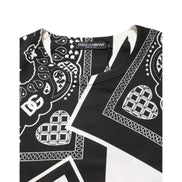 Tricou Dolce & Gabbana din bumbac, negru, cu guler rotund, cu bandană alb-negru
