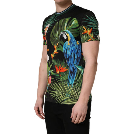 Tricou Dolce & Gabbana din bumbac cu decolteu rotund și imprimeu Black Bird