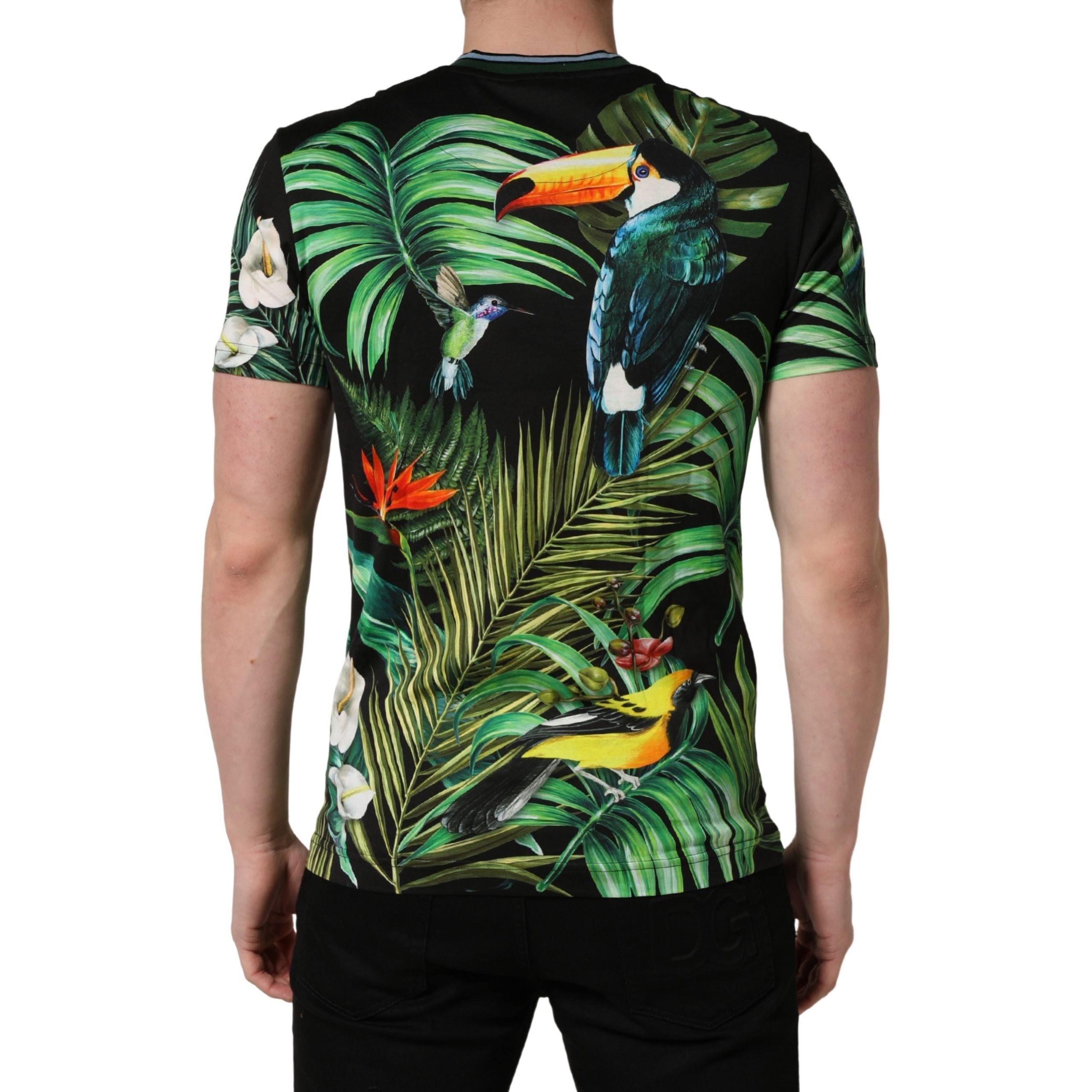 Tricou Dolce & Gabbana din bumbac cu decolteu rotund și imprimeu Black Bird