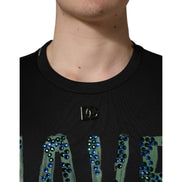 Tricou negru cu aplicații la baza gâtului Dolce & Gabbana Have Fun
