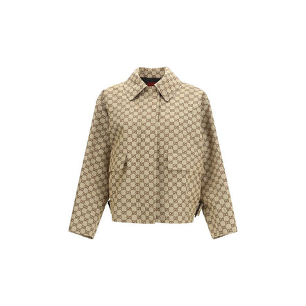 Gucci Geacă Bomber Bej din Pânză GG