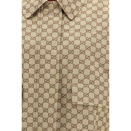 Gucci Geacă Bomber Bej din Pânză GG