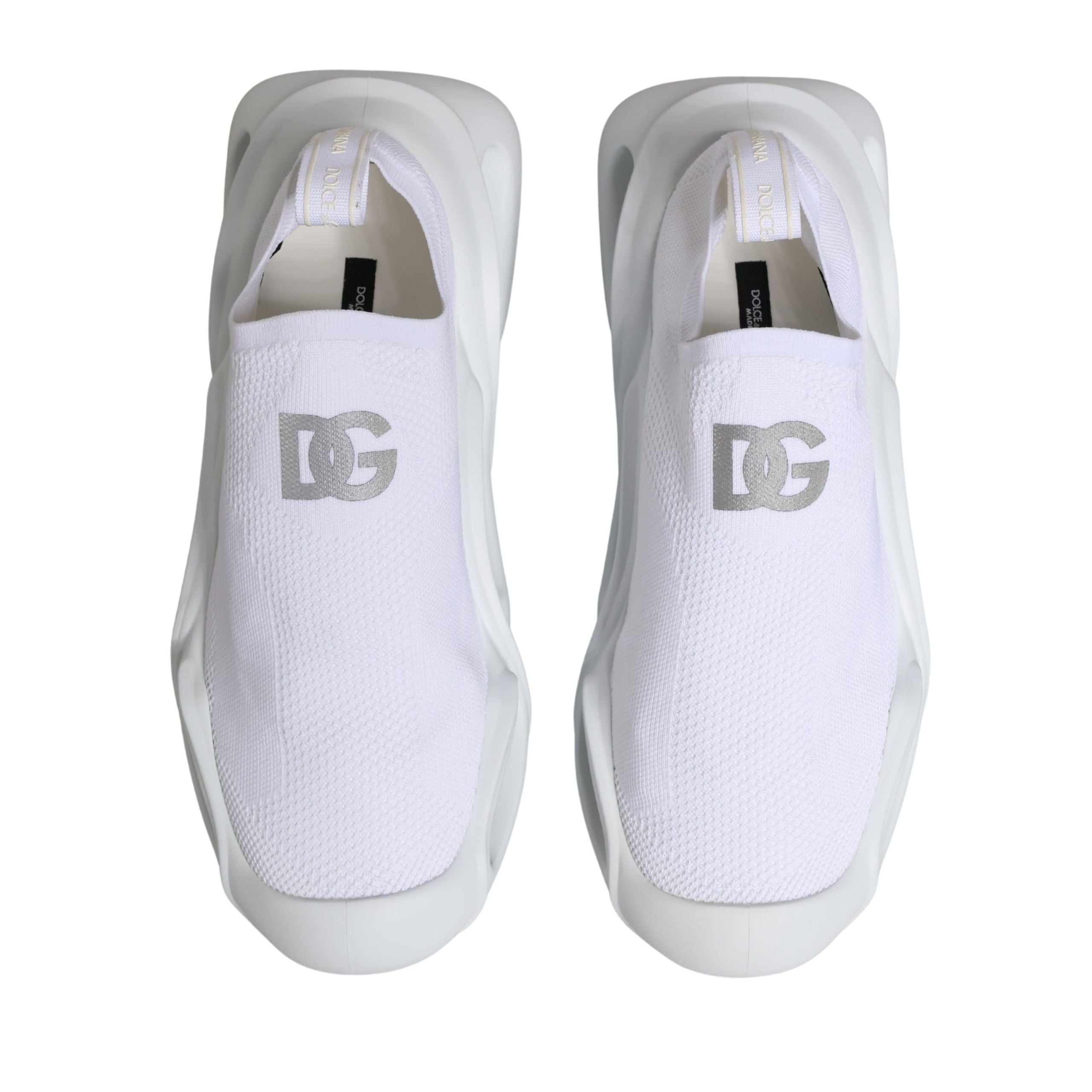 Adidași Dolce & Gabbana albi, slip-on, model Wave, cu profil jos