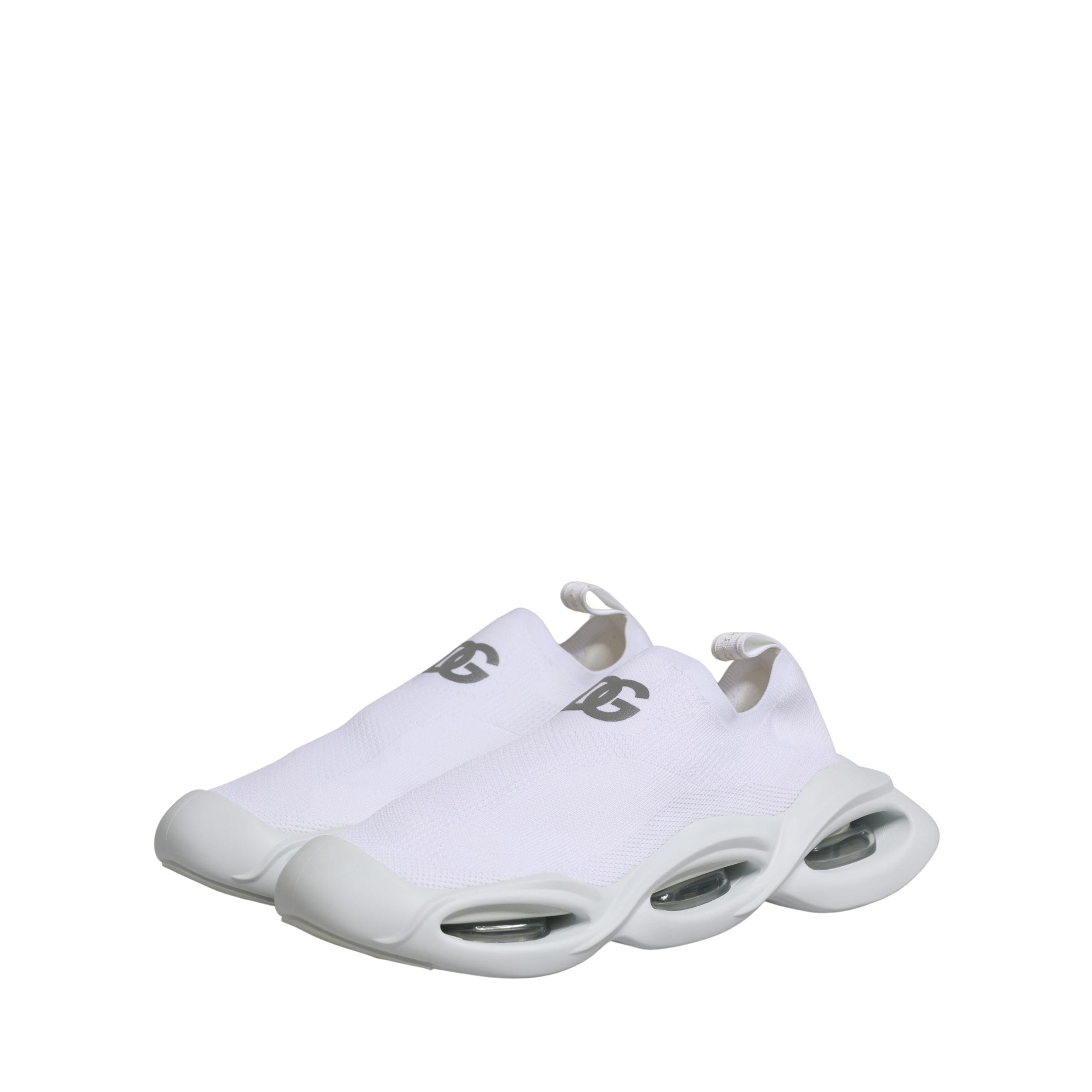 Adidași Dolce & Gabbana albi, slip-on, model Wave, cu profil jos
