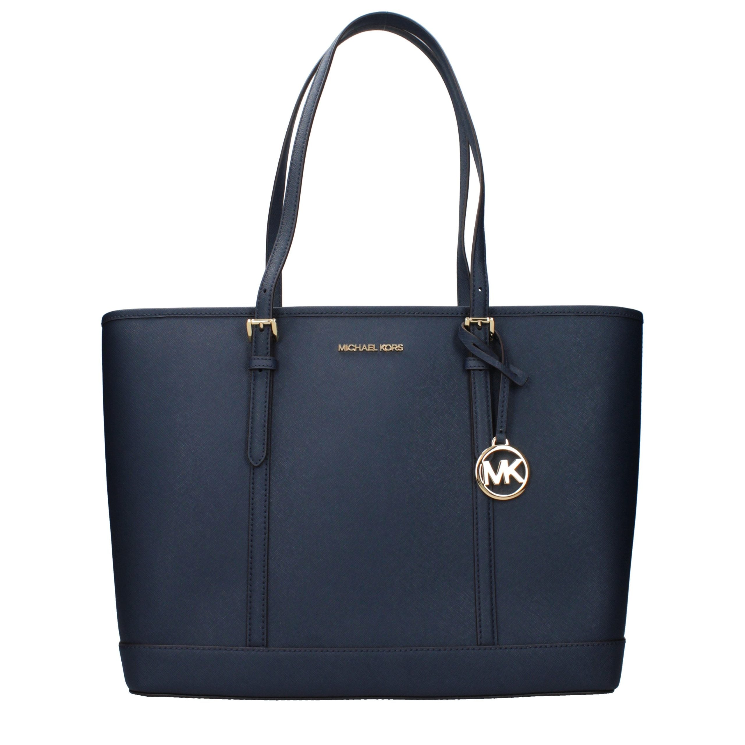 Geantă de umăr din piele albastră Michael Kors