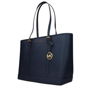 Geantă de umăr din piele albastră Michael Kors