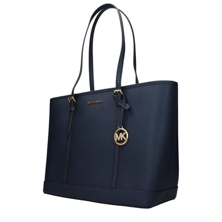 Geantă de umăr din piele albastră Michael Kors