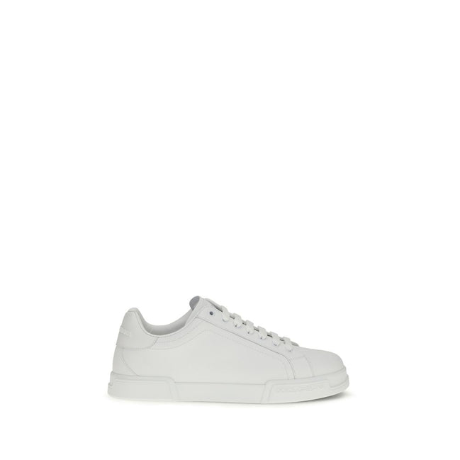 Dolce & Gabbana Pantofi Sport Albi din Piele de Vițel