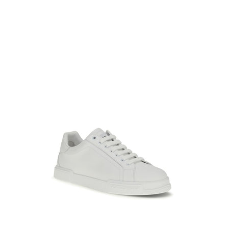 Dolce & Gabbana Pantofi Sport Albi din Piele de Vițel