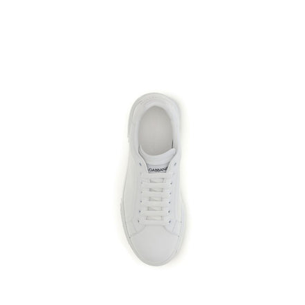 Dolce & Gabbana Pantofi Sport Albi din Piele de Vițel