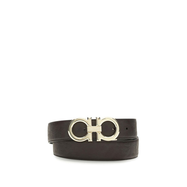 Ferragamo Curea Maro Regular din Piele de Vițel