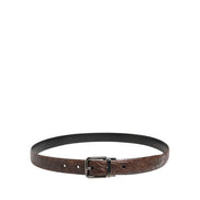 Dolce & Gabbana Brown Leather Silver Tone Metal Buckle Belt