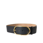 Dolce & Gabbana Black Leather Classic Metal Oval Buckle Belt