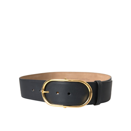 Dolce & Gabbana Black Leather Classic Metal Oval Buckle Belt