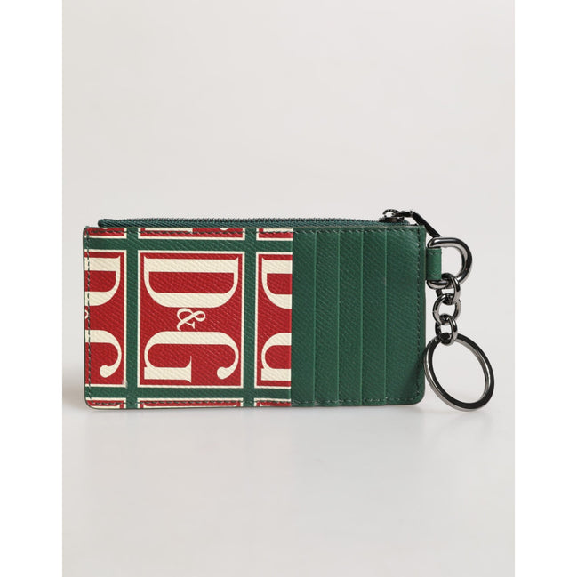 Dolce & Gabbana Green Logo Print Monogram Card Holder Wallet