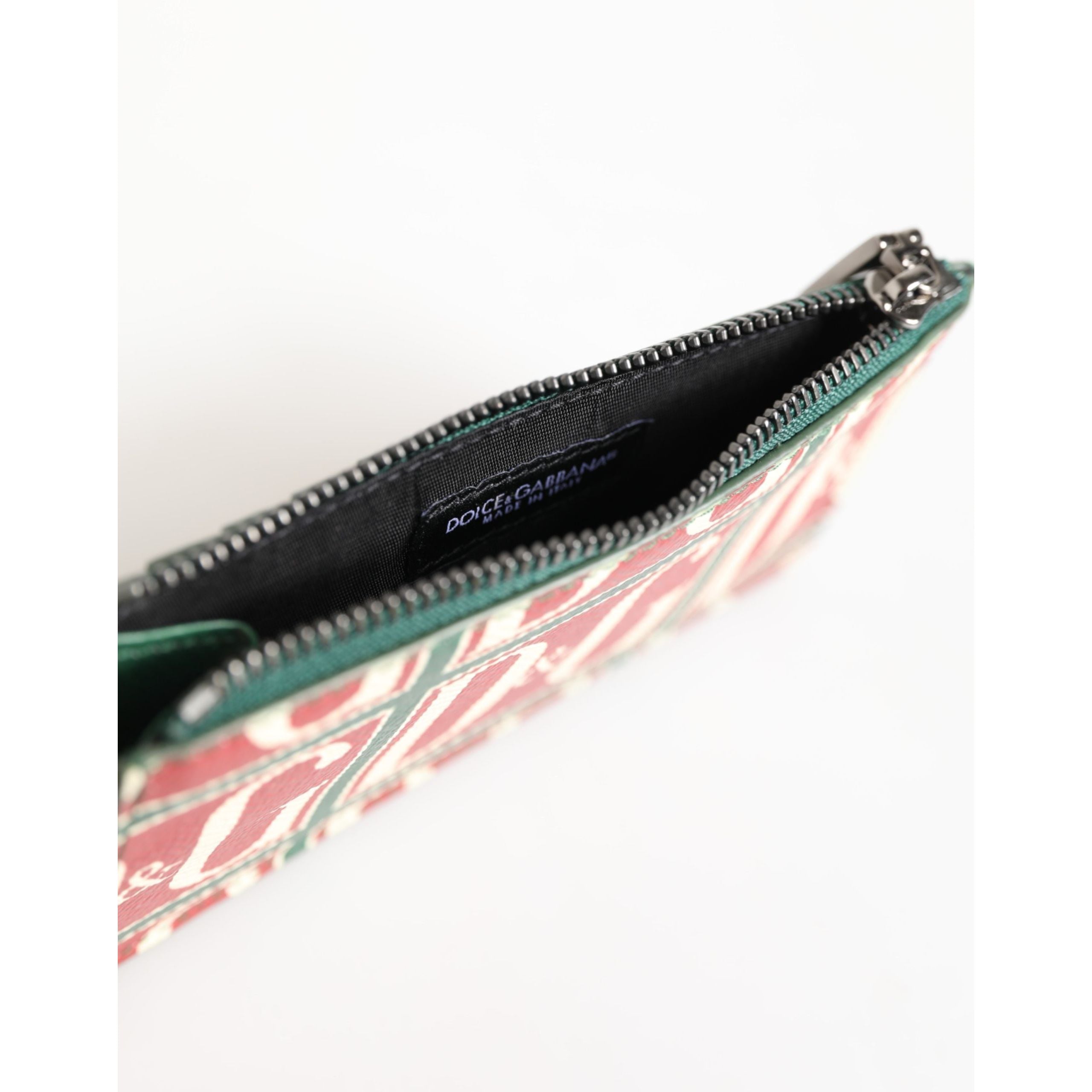 Dolce & Gabbana Green Logo Print Monogram Card Holder Wallet