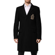 Dolce & Gabbana Black Heraldic Patch Single Breasted Blazer Jacket
